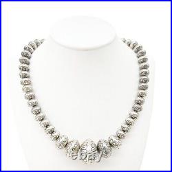 Native American Navajo Sterling Silver Bead Necklace