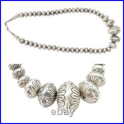 Native American Navajo Sterling Silver Bead Necklace