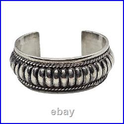 Native American Navajo Sterling Silver Bracelet By Tom Charlie