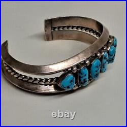 Native American Navajo Sterling Silver Turquoise Cuff Bracelet Sz 7.25