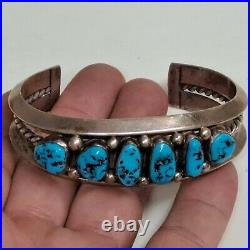 Native American Navajo Sterling Silver Turquoise Cuff Bracelet Sz 7.25