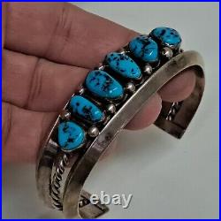 Native American Navajo Sterling Silver Turquoise Cuff Bracelet Sz 7.25