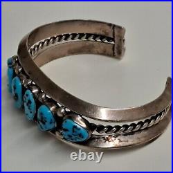 Native American Navajo Sterling Silver Turquoise Cuff Bracelet Sz 7.25