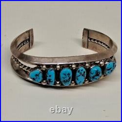 Native American Navajo Sterling Silver Turquoise Cuff Bracelet Sz 7.25