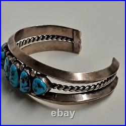 Native American Navajo Sterling Silver Turquoise Cuff Bracelet Sz 7.25