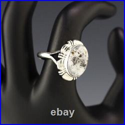 Native American Navajo Sterling Silver & White Buffalo Ring