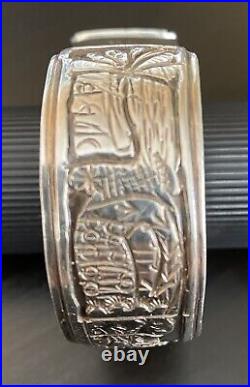 Native American Navajo Storyteller Silver Cuff Bracelet Signed Victor Hicks