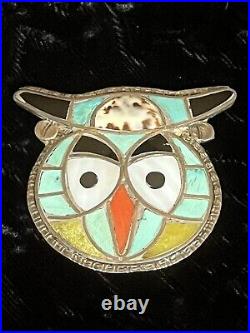 Native American Old ZUNI multi-stone Inlay Silver Pendant