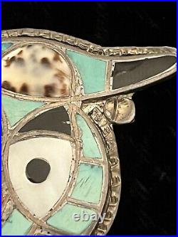 Native American Old ZUNI multi-stone Inlay Silver Pendant