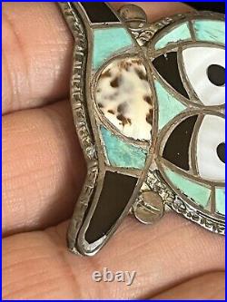 Native American Old ZUNI multi-stone Inlay Silver Pendant