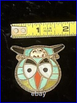 Native American Old ZUNI multi-stone Inlay Silver Pendant