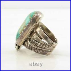 Native American Silver Ring Huge Turquoise Feather Sterling Size 10 1/2