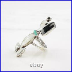 Native American Silver Ring MOP Turquoise Inlay Snoopy Dog Sterling Size 5 3/4