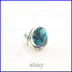 Native American Silver Ring Spiderweb Turquoise Sterling Size 8 1/4