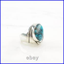 Native American Silver Ring Spiderweb Turquoise Sterling Size 8 1/4