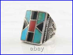 Native American Silver Ring Turquoise Inlay Sterling