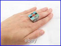 Native American Silver Ring Turquoise Inlay Sterling