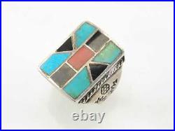 Native American Silver Ring Turquoise Inlay Sterling