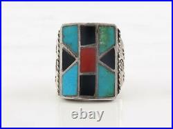 Native American Silver Ring Turquoise Inlay Sterling