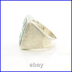 Native American Silver Ring Turquoise Inlay Sterling Blue Size 11