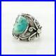 Native American Silver Ring Turquoise Leaf Sterling Blue Size 10