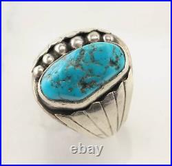 Native American Silver Ring Turquoise Sterling Size 12 1/4