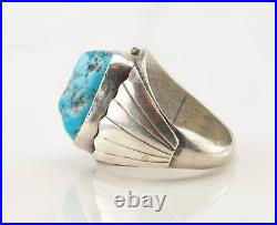 Native American Silver Ring Turquoise Sterling Size 12 1/4