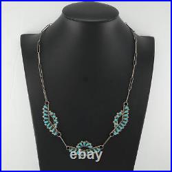 Native American Sterling Silver Blue Block Turquoise Petit Point Necklace