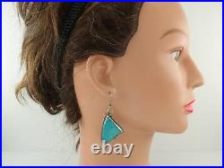 Native American Sterling Silver Blue Turquoise Earrings Dangle