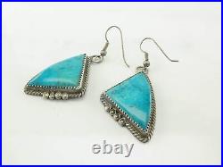 Native American Sterling Silver Blue Turquoise Earrings Dangle