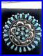 Native American Sterling Silver Brooch Cluster Flower Turquoise ZUNI 1940s B/L