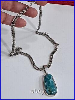 Native American Sterling Silver Chrysocolla Pendant By Chay Peax+necklace