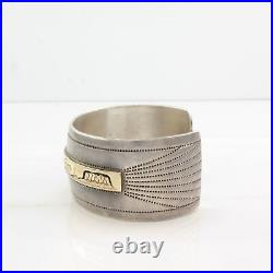 Native American Sterling Silver Cuff Bracelet 14K Gold Accent Storyteller