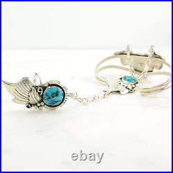 Native American Sterling Silver Cuff Bracelet Blue Turquoise Ring