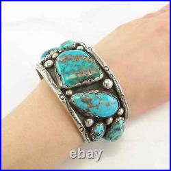 Native American Sterling Silver Cuff Bracelet Morenci Turquoise