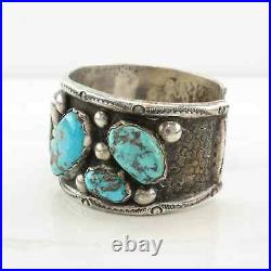 Native American Sterling Silver Cuff Bracelet Morenci Turquoise