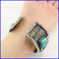 Native American Sterling Silver Cuff Bracelet Morenci Turquoise