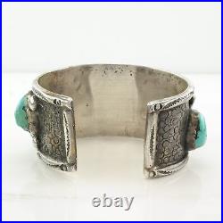 Native American Sterling Silver Cuff Bracelet Morenci Turquoise