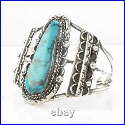 Native American Sterling Silver Cuff Bracelet Nacorazi, Turquoise Scallop