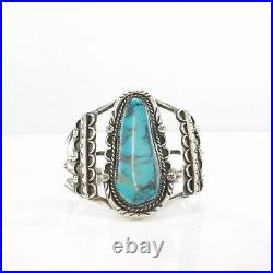 Native American Sterling Silver Cuff Bracelet Nacorazi, Turquoise Scallop