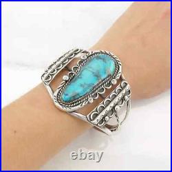 Native American Sterling Silver Cuff Bracelet Nacorazi, Turquoise Scallop