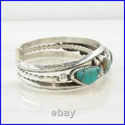 Native American Sterling Silver Cuff Bracelet Turquoise