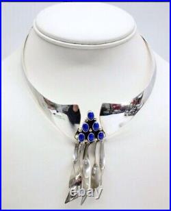 Native American Sterling Silver Lapis Lazuli Choker Statement Necklace