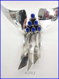 Native American Sterling Silver Lapis Lazuli Choker Statement Necklace