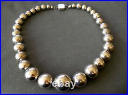 Native American Sterling Silver Round Navajo Pearls Bead Necklace 19 115g