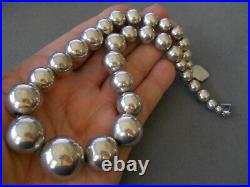 Native American Sterling Silver Round Navajo Pearls Bead Necklace 19 115g