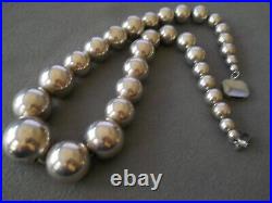 Native American Sterling Silver Round Navajo Pearls Bead Necklace 19 115g