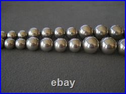 Native American Sterling Silver Round Navajo Pearls Bead Necklace 19 115g