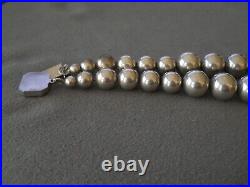 Native American Sterling Silver Round Navajo Pearls Bead Necklace 19 115g