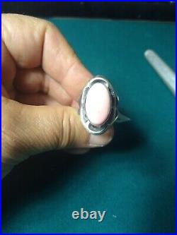 Native American, Sterling Silver Sandcast WithConch Shell, Navajo Ring Size 7.5